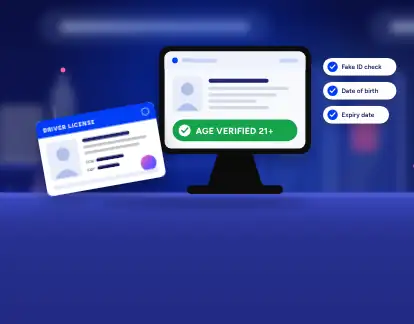 Convenience store ID scanner showing age verified 21+ after scanning a driver’s license